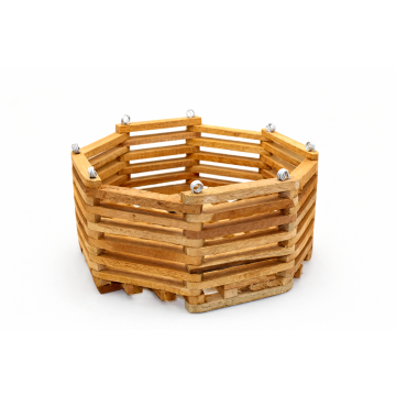 10" Octagon Slatted Wood Orchid Basket - Vanda Style