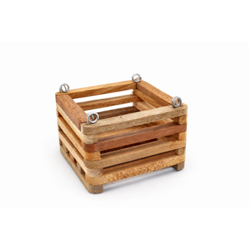 8" Square Slatted Wood Orchid Basket