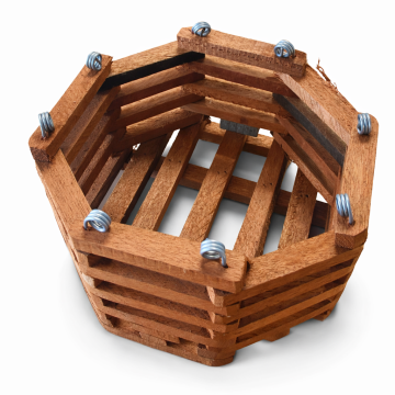 8" Octagon Slatted Wood Orchid Basket